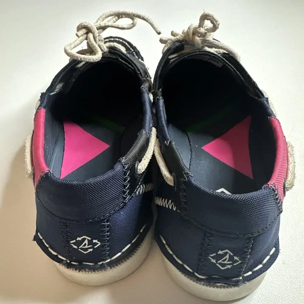 Sperry Green Pink Navy Authentic Original Bionic Boat Shoes Women's Size 7.5M